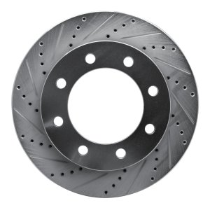 Ford F-350 Super Duty Brake Rotor (1) - Front Left - R1 Concepts - Drilled & Slotted - Silver - `05-`12